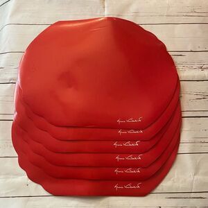 GLORIA VANDERBILT SIGNATURE GLOSSY VINYL PLACEMATS VINTAGE RED GLOSSY SE…